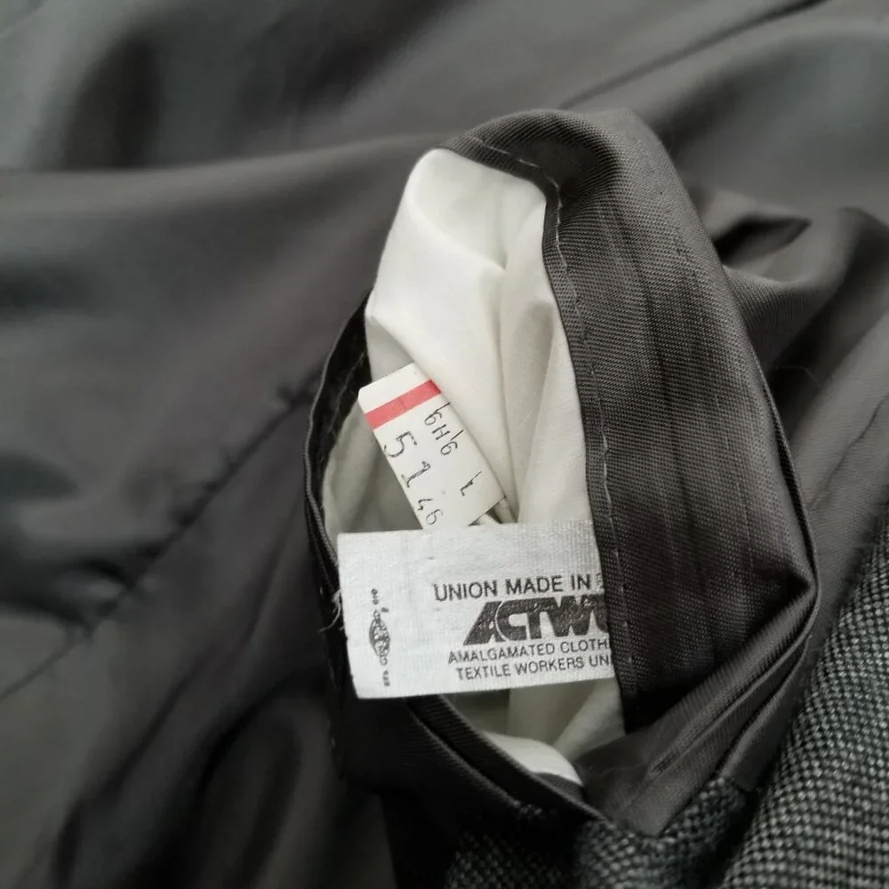 Vintage Jaymar Ruby Double Breasted Blazer 48R Gray Wool Blend Professional